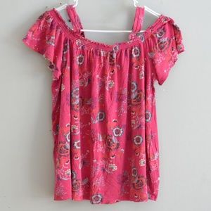 *CLOSET CLOSING SOON* Pink Cold Shoulder Top